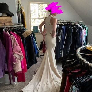 Lulu's Cream Fitted Mermaid Gown